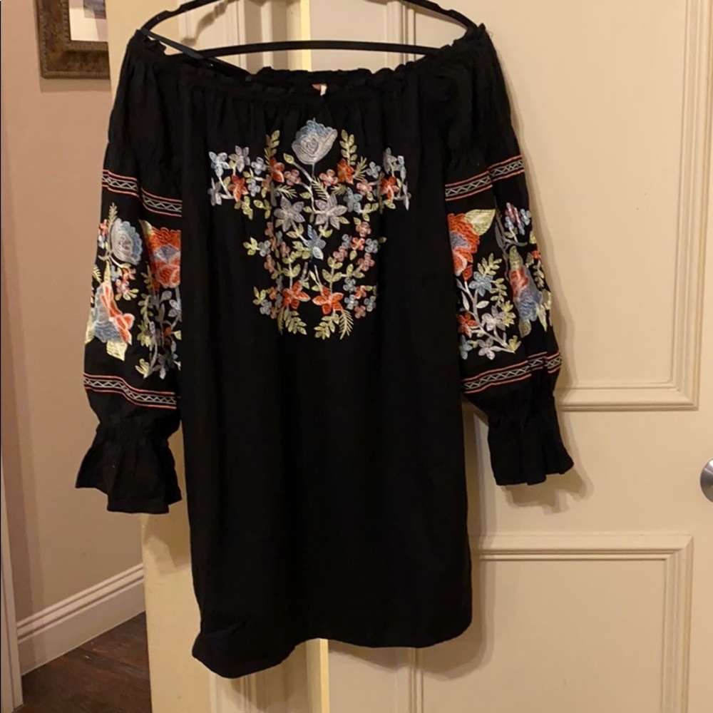 Free people black embroidered dress